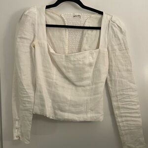 Reformation white long sleeve blouse size 0